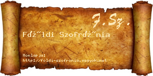 Földi Szofrónia névjegykártya